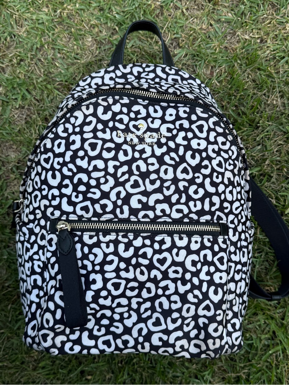 kate spade Black & White Leopard Print Mini Backpack